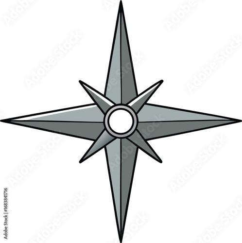 Polished metal compass star vector illustration eps scalable nautical navigation icon transparent background