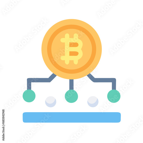 Bitcoin network illustration showing decentralization and digital currency distribution