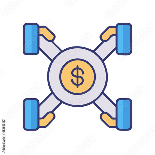 Illustration of Dollar Coin, connected to other nodes