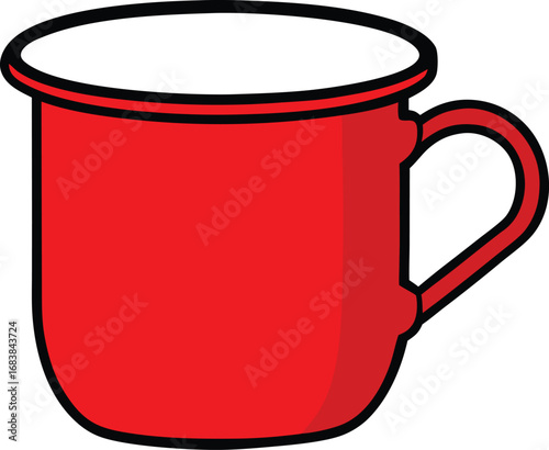 Red enamel teacup vector illustration scalable eps graphic design element transparent background
