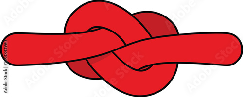 Red silk ribbon knot vector graphic isolated on clean background for decorative design transparent background