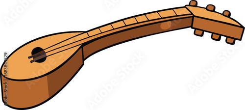 Vector wooden mandolin bridge musical instrument isolated for scalable design transparent background