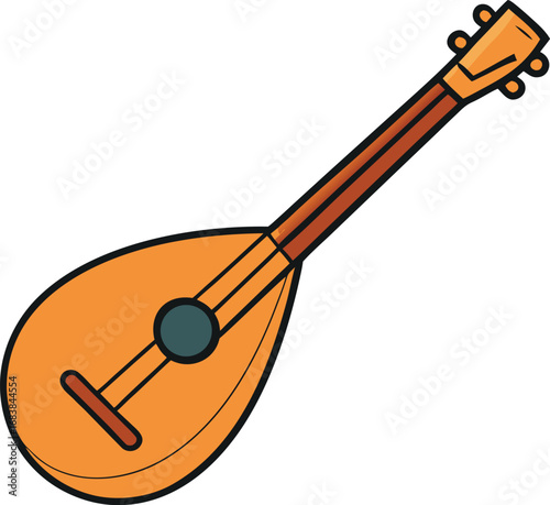 Vector illustration of a detailed wooden mandolin string instrument for music themes transparent background