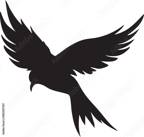 Majestic Flying Bird or Falcon Silhouette

