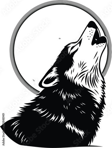 A majestic wolf howling at moon, capturing wild and mysterious nature of nocturnal predator in a stunning silhouette