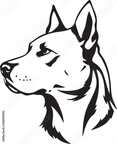 Dog head profile line art illustration
