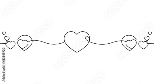 A line of connected hearts in a whimsical illustration style