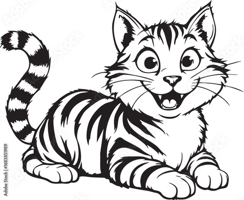 Adorable happy striped cat mascot illustration
