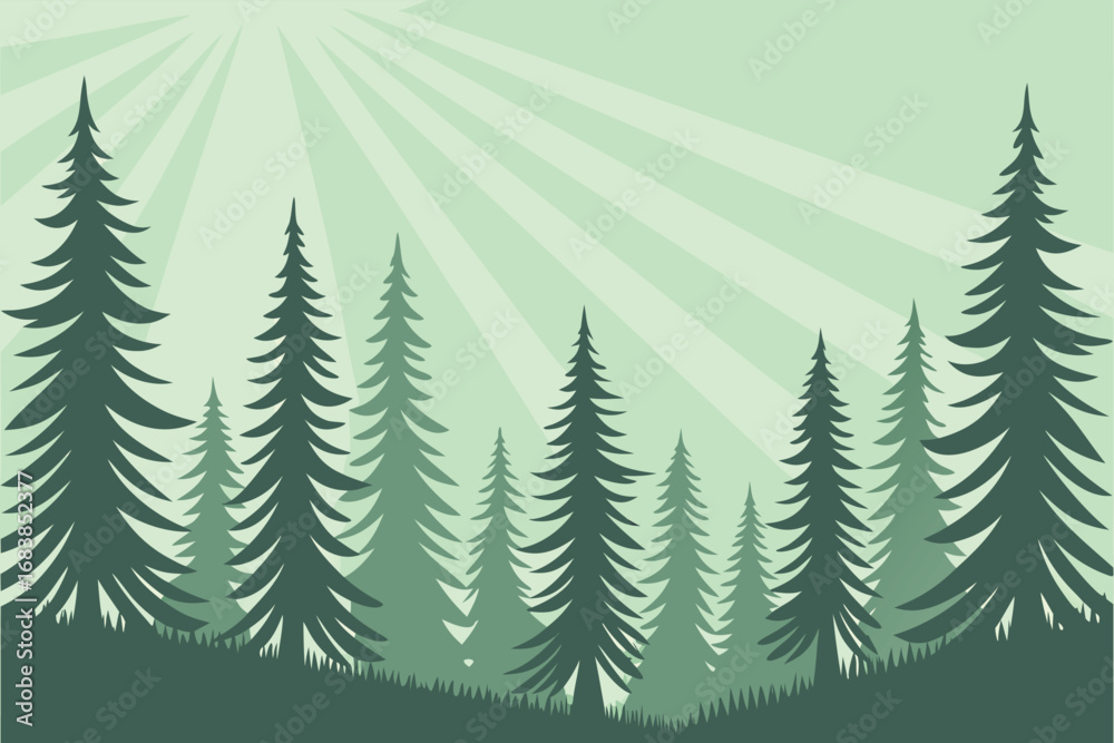 Obraz premium Misty Morning Forest Vector Illustration