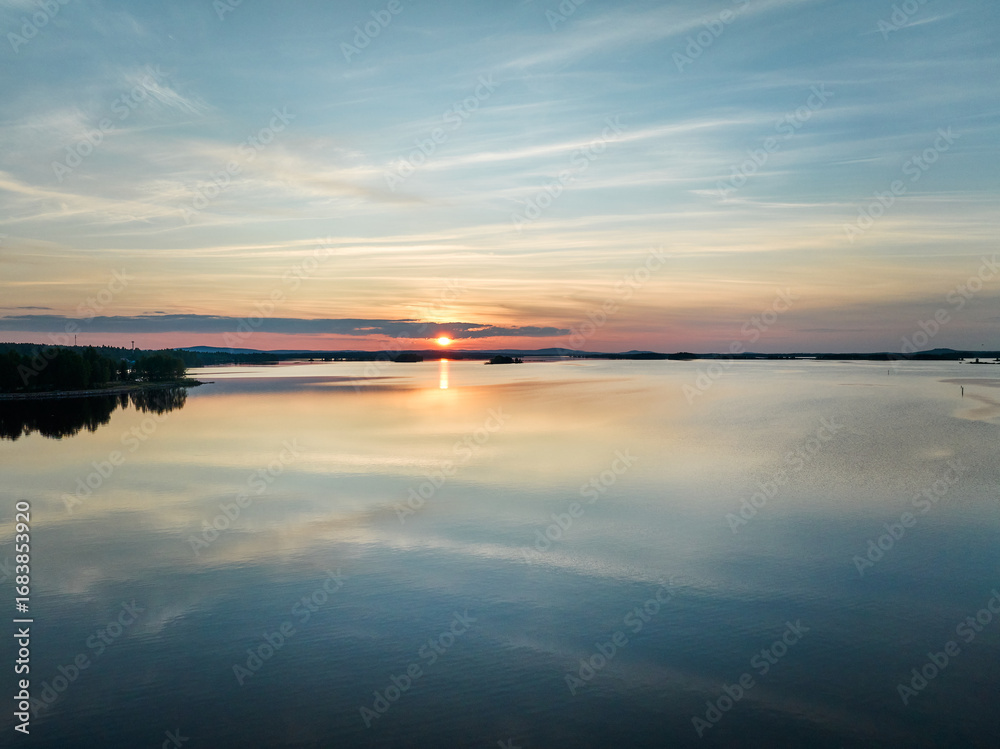 Fototapeta premium sunset over the lake