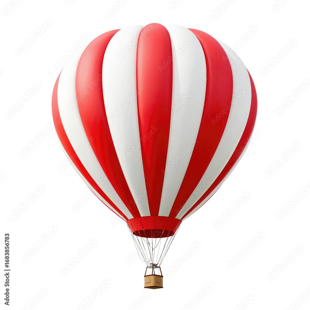 Naklejka premium Red and white hot air balloon flight adventure concept of travel freedom and tourism