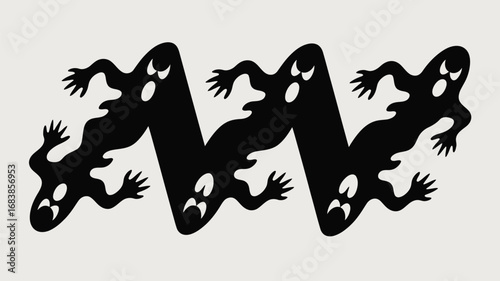 Spooky Halloween ghosts dance across a modern, minimalist background, perfect for festive designs.