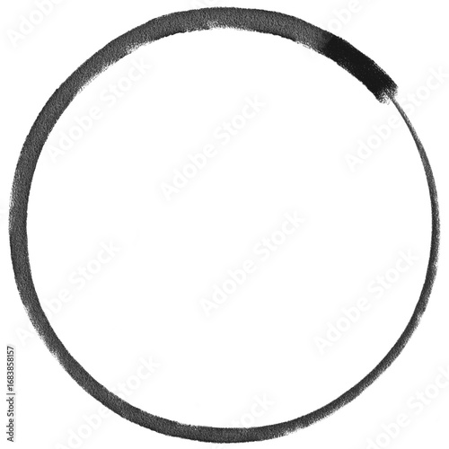 black and white color zen round cycle frame. Abstract watercolor digital circle speech for text and pic -element illustration