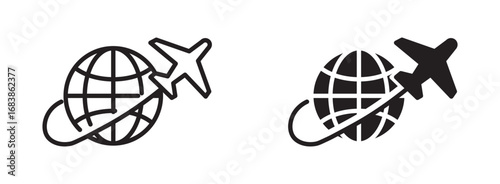 world travel icon set, globe travel vector design . 