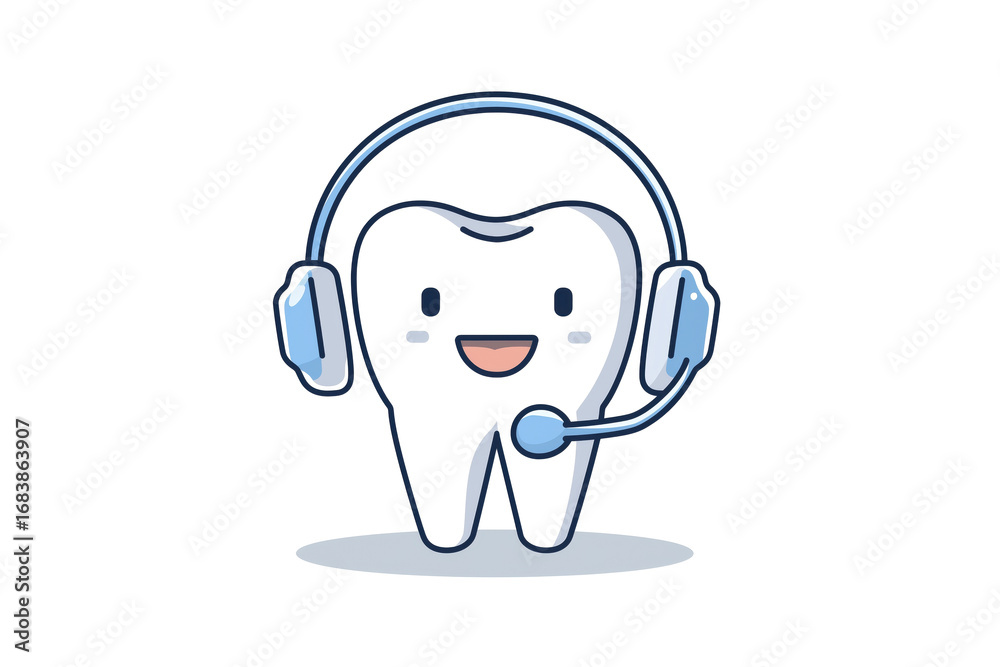 Obraz premium Teledentistry Call Center Mascot with a Friendly Smile