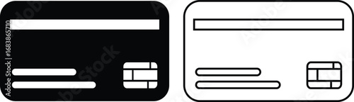 Credit card icon set, black flat and line style debit card collection, payment card vector group with finance and banking symbols, money transaction icons and credit
