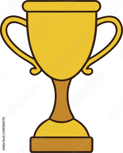 Golden trophy cup with ornate base vector illustration for awards and recognition transparent background