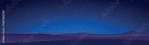 Panoramic landscape of mountains and sunset - Vector illustration
