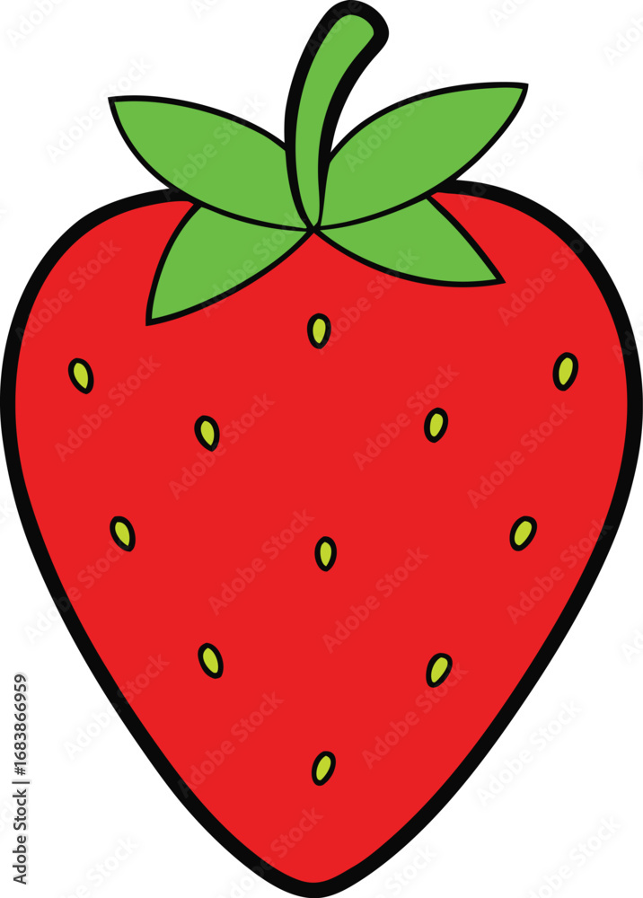Obraz premium Bright glossy red strawberry fruit vector illustration scalable eps icon transparent background