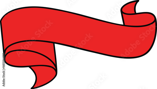Festive red ribbon curl vector illustration scalable eps graphic transparent background