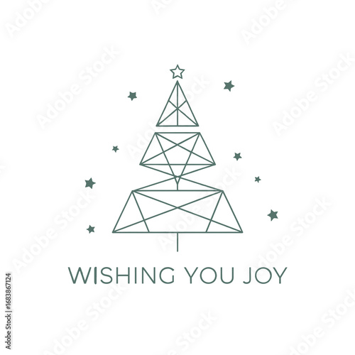 Minimalist Christmas tree design with a joyful greeting for holiday celebrations and decorations