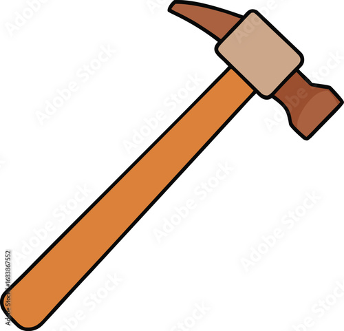Wooden hammer carpenter tool vector illustration for construction and craftsmanship transparent background