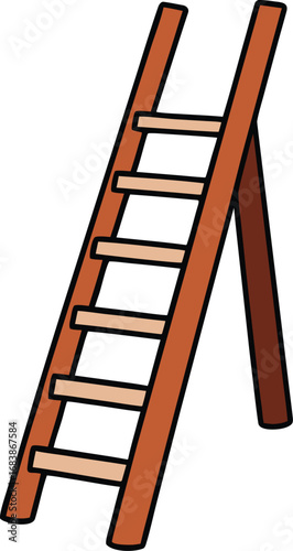 Rustic wooden ladder vector illustration simple small farmhouse style climb step barn element transparent background