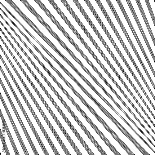 Diagonal striped illustration. Repeated color lines on white background. Surface pattern design with linear ornament. Disco lights motif. Stripes wallpaper. Digital paper for web designing. Vector art