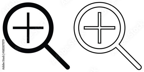 Search object, Lens icon set. Graphical vector illustration of zoom icon. math icon isolated zoom lens icon set. Vector magnifying glass icon set on white background. 
