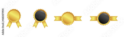 Set of gold seal award badge isolated background.