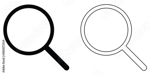 Magnifying search icon on isolated white background. Vector search icons set. Zoom logotype elements . EPS 10.