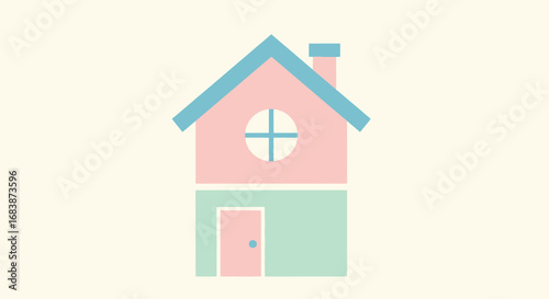 Simple Pastel House Vector Illustration.