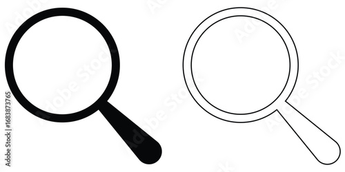 Magnifying search icon on isolated white background. Vector search icons set. Zoom logotype elements . EPS 10.