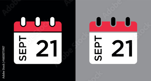 calendar - September 21 icon illustration isolated vector sign symbol