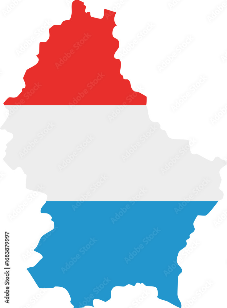 Fototapeta premium Map of Luxembourg with national flag colors red white blue design