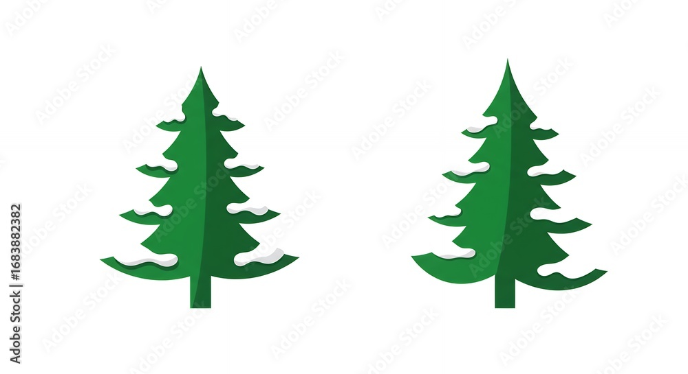 Fototapeta premium Two stylized evergreen trees graphic design