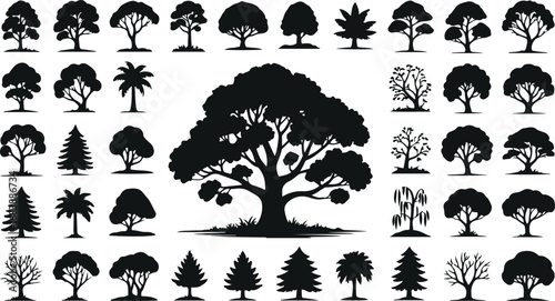 Stylized tree illustration with vibrant color palette and clean lines