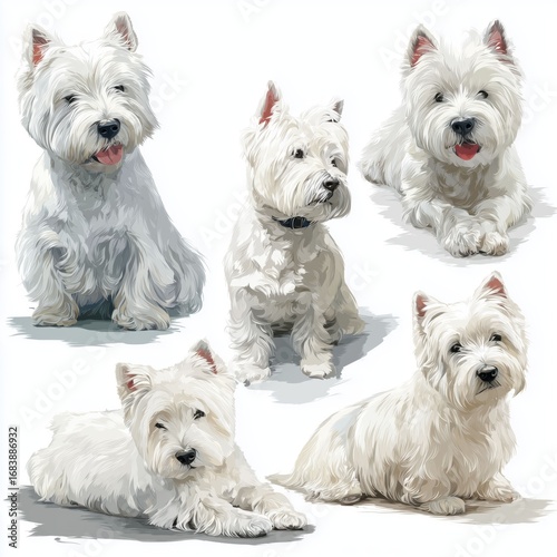 Whippet Dog Illustrations Collection , PNG isolated cut out image