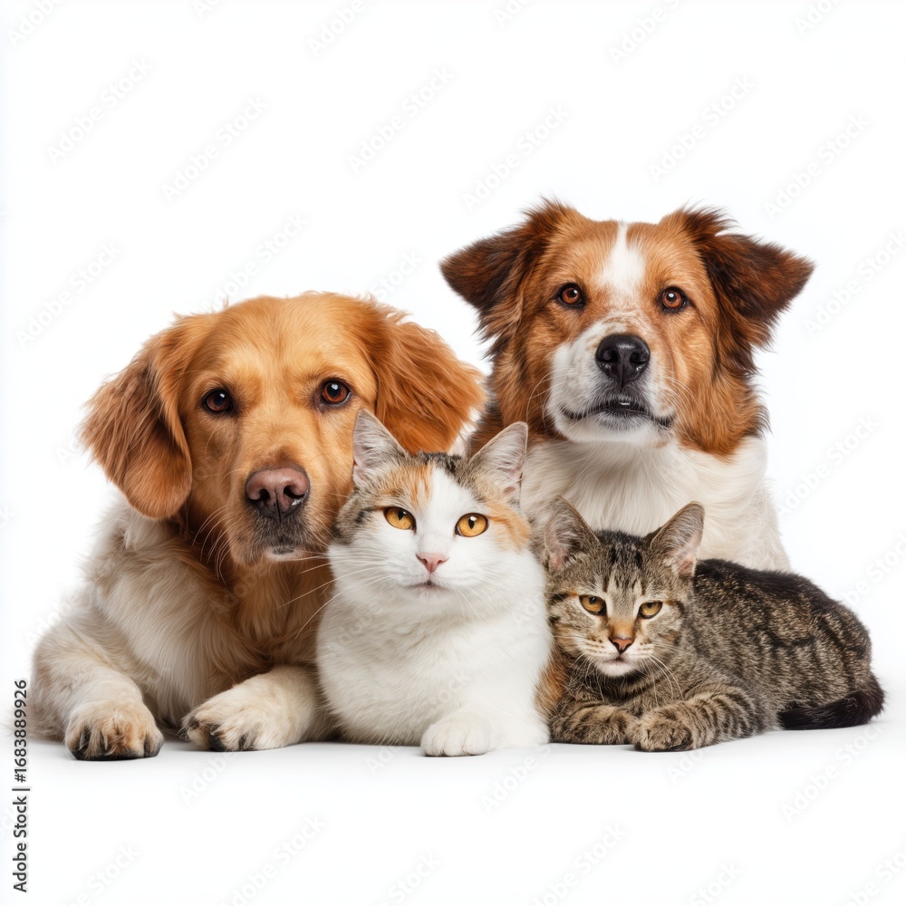 Fototapeta premium Adorable Pets Togetherness , PNG isolated cut out image