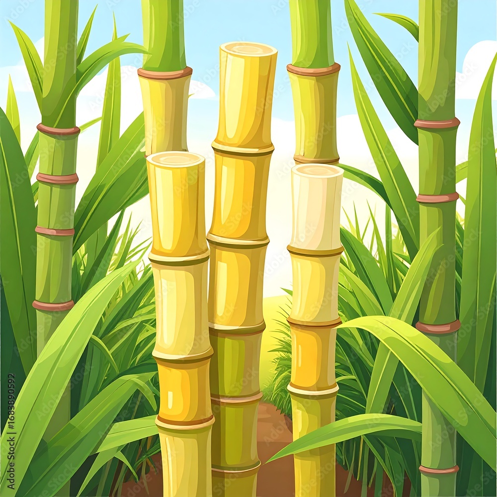 Fototapeta premium Sugarcane field illustration