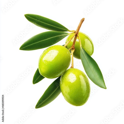 Fresh Green Olives with Leaves - Perfect for Cooking , PNG isolated cut out image