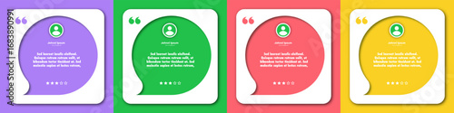 Feedback box set, bubble testimonial banner, quote, infographic. Social media post template vector 10 eps
