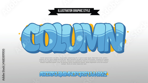 Column logo graffiti font text effect, spray and street text style	