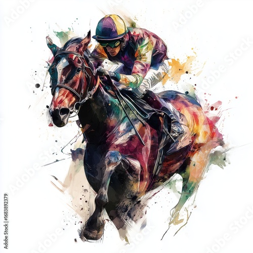Dynamic Horse Racing Art , PNG isolated cut out image
