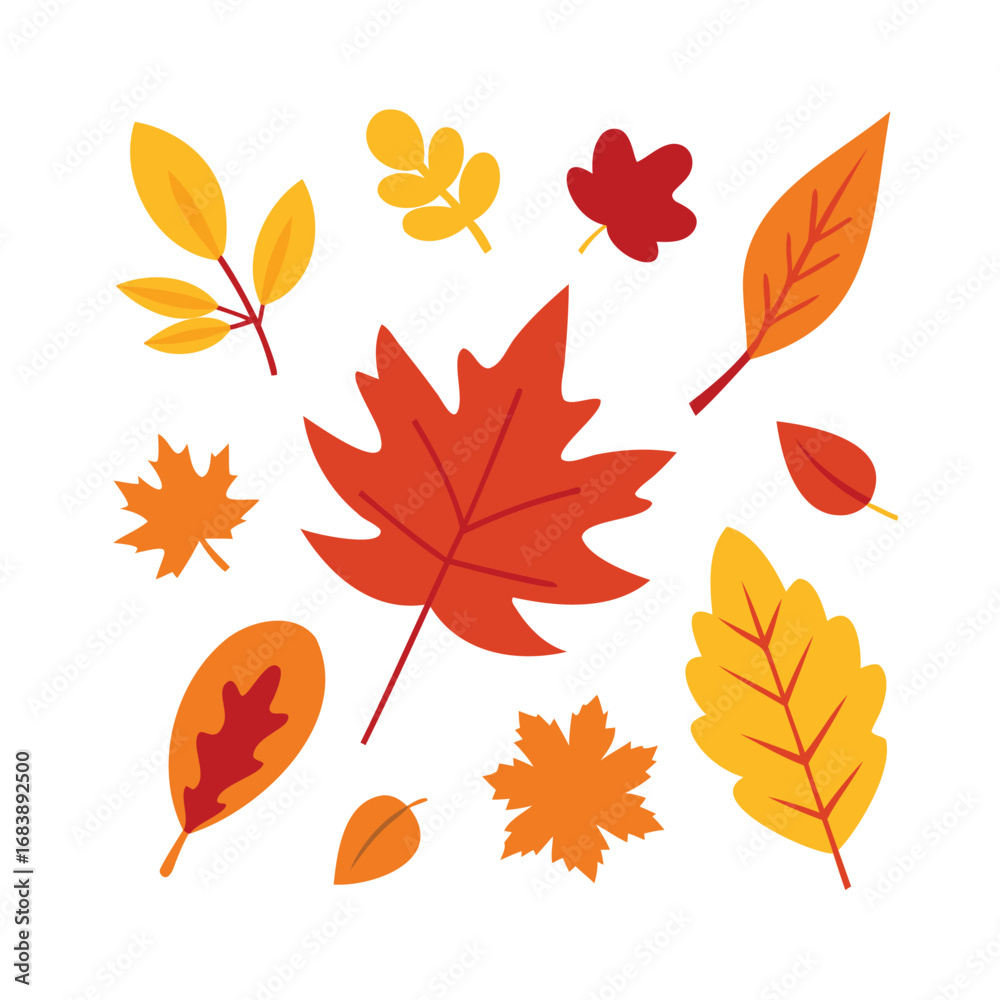 Fototapeta premium Collection of vibrant autumn leaves in various shapes and colors