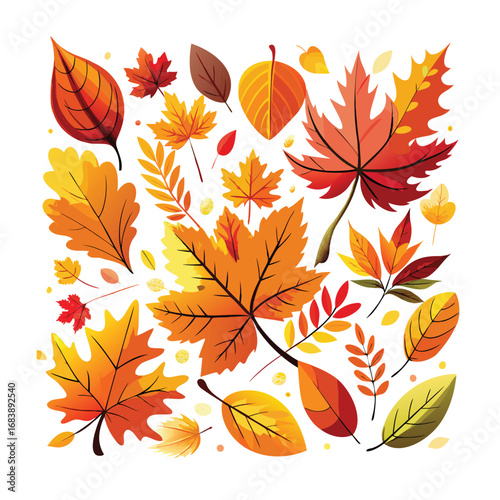 Vibrant autumn leaves collection in warm seasonal colors
