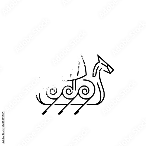 Striking Viking longship silhouette symbolizes exploration, adventure, and Norse heritage with bold design.