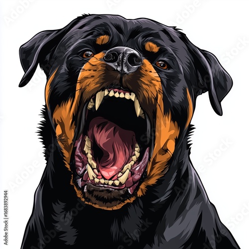 Aggressive Rottweiler Illustration , PNG isolated cut out image