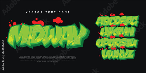 Midway logo graffiti font text effect, spray and street text style	