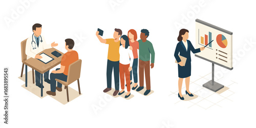 Doctor's appointment, group of people and financier